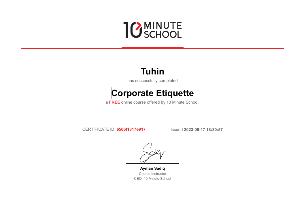Corporate Etiquette Skills Certification
